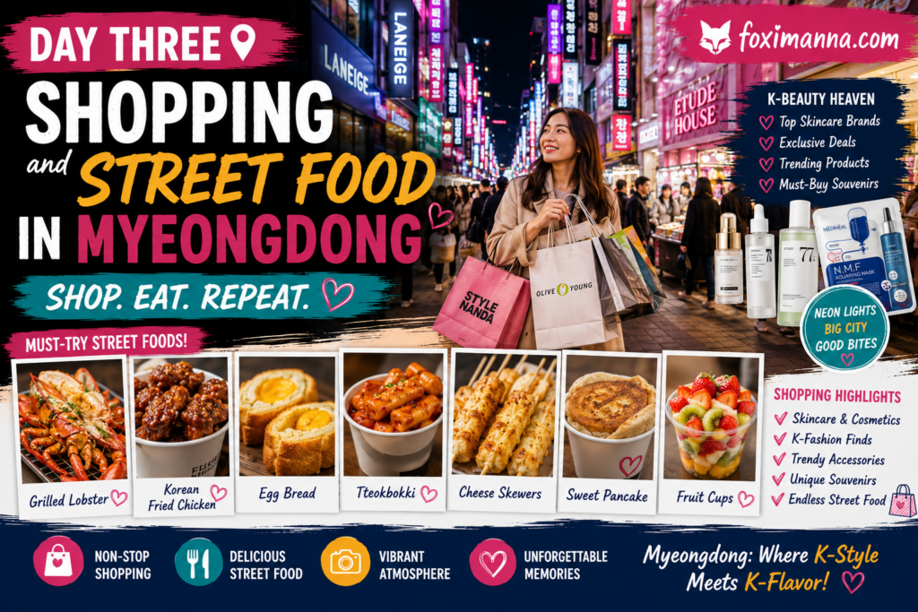 Day Three Shopping And Street Food In Myeongdong