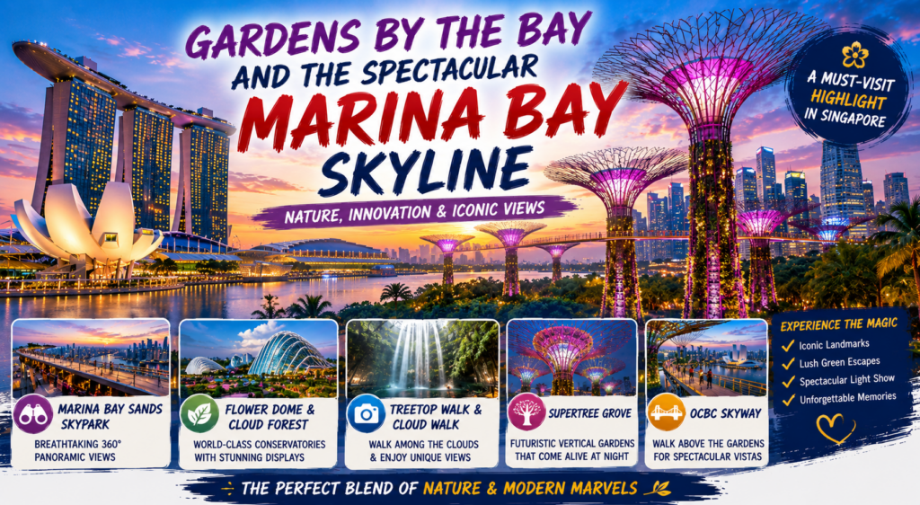 Gardens By The Bay And The Spectacular Marina Bay Skyline
